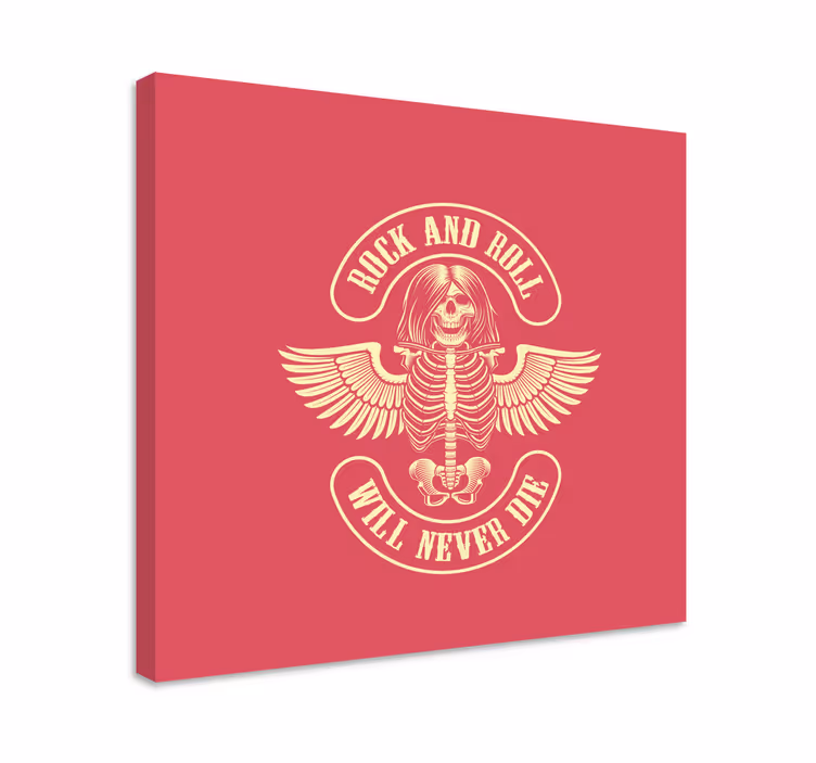 Rock kommer aldrig att dö skelettdesign canvas - Tenstickers