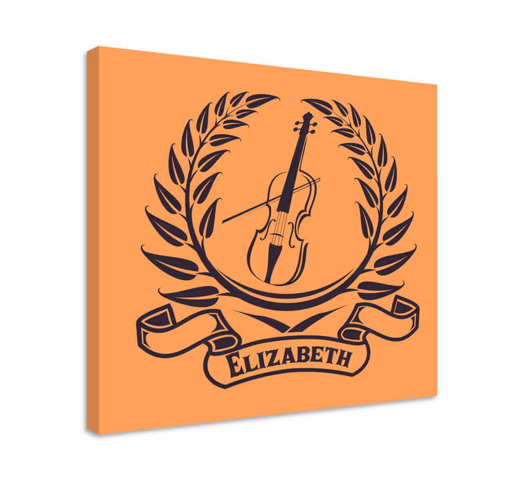 Kanvas musik violin laurel emblem - Tenstickers