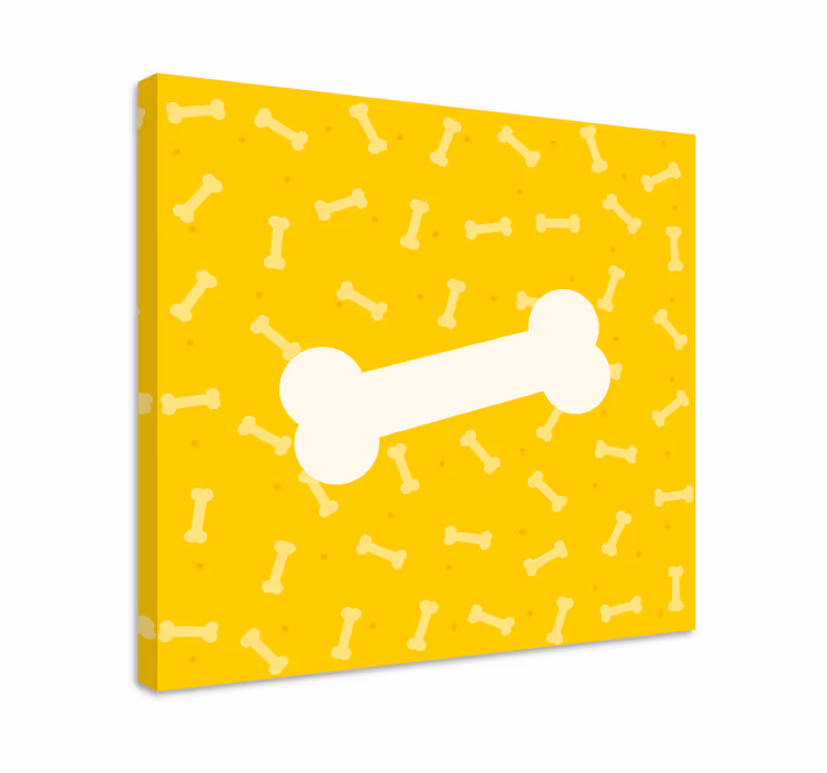 Söt gul bakgrund hundben canvas tavla - Tenstickers