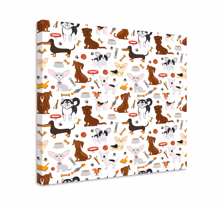 Söta blandade hundvalpar canvastavlor - Tenstickers