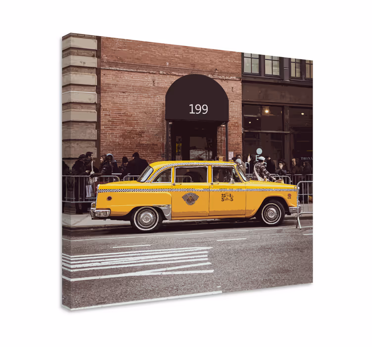 Kanvas städer och länder gul taxibil - Tenstickers