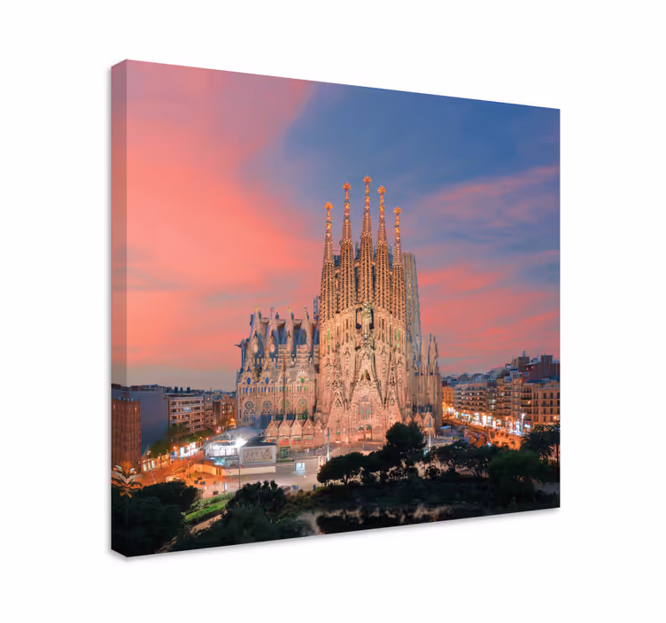 Kanvas städer och länder sagrada familia solnedgång - Tenstickers