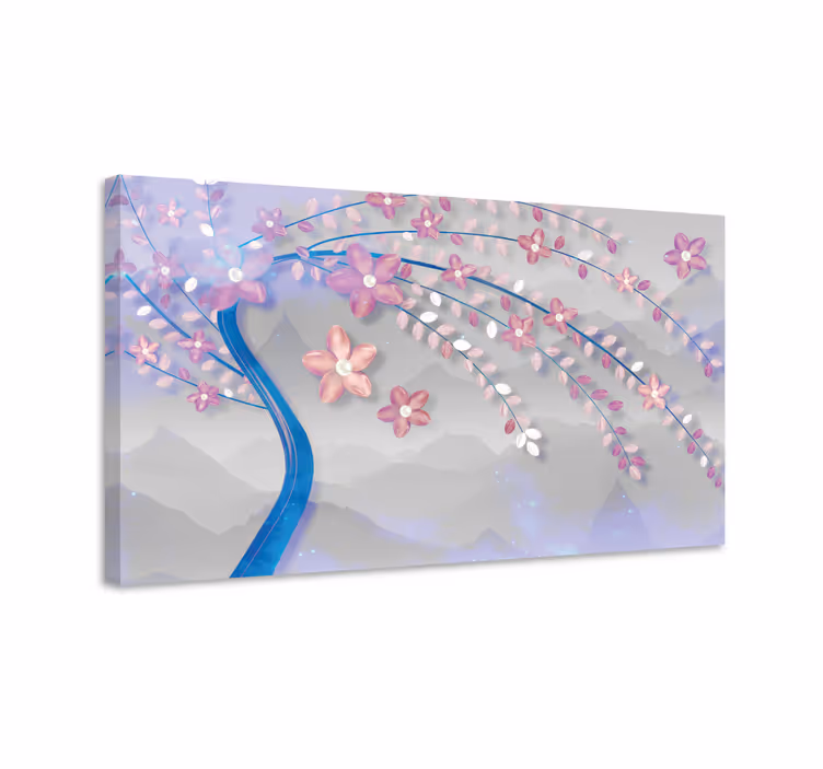 Kanvas blommor och växter sakura blomkvist - Tenstickers