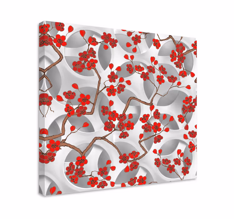 Kanvas blommor och växter körsbärsblommor grenar - Tenstickers