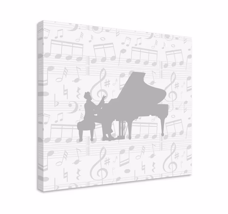 Kanvas musik pianomelodier silhuett - Tenstickers