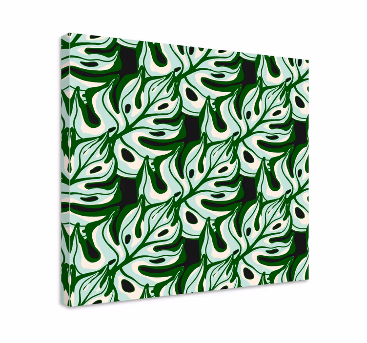 Kanvas blommor och växter monstera bladmönster - Tenstickers
