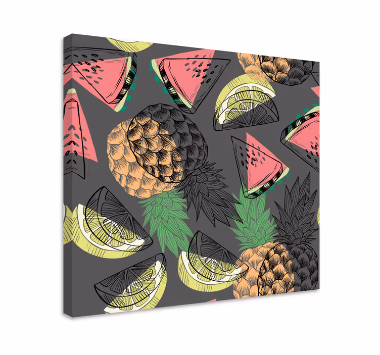 Kanvas frukter med tropiskt ananasmotiv - Tenstickers