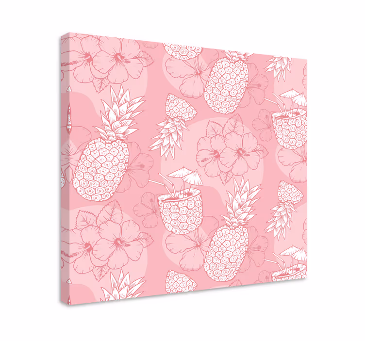 Kanvas blommor och växter ananas hibiskus mönster - Tenstickers