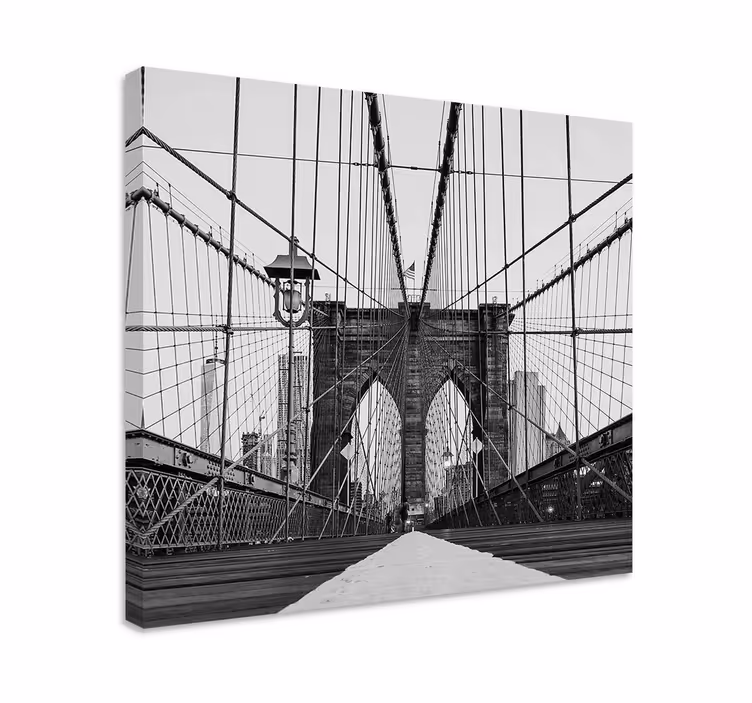Svart och vit brooklyn bridge 3d canvas tavla - Tenstickers