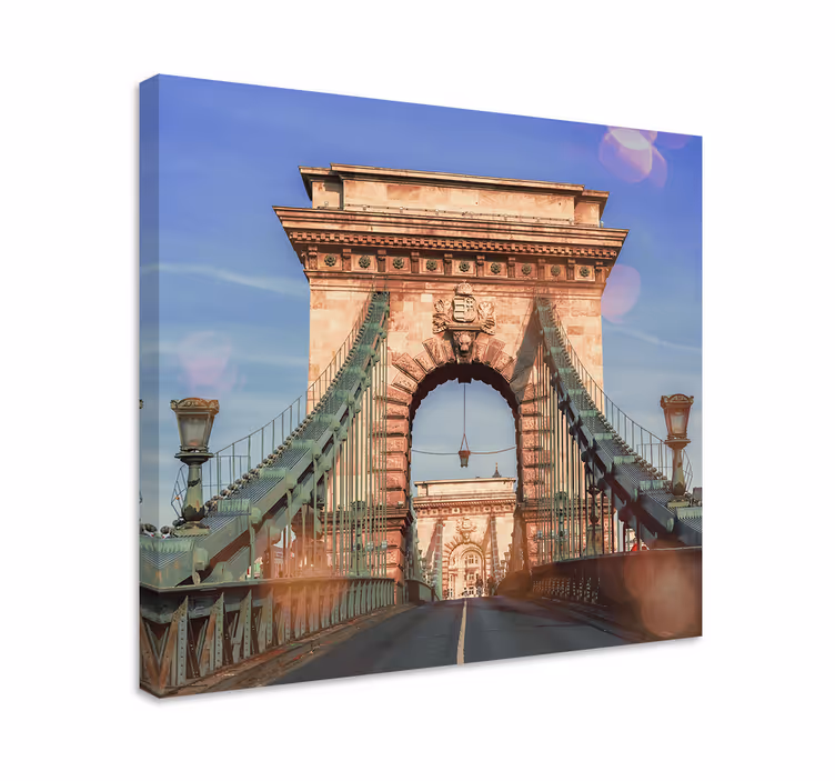 Kanvas städer och länder chain bridge utsikt - Tenstickers