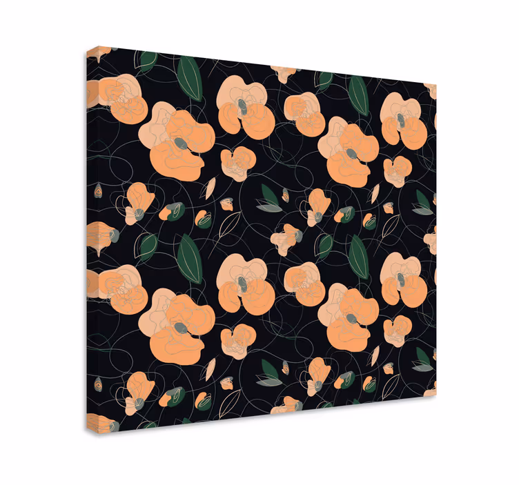 Kanvas blommor och växter med elegant blommönster - Tenstickers