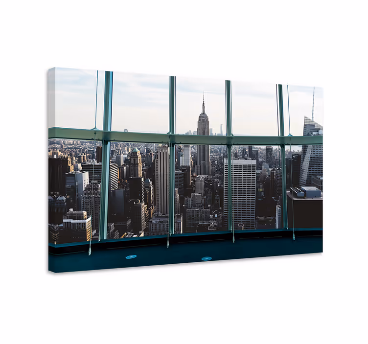 Manhattan utsikt genom fönster stadcanvas tavla - Tenstickers