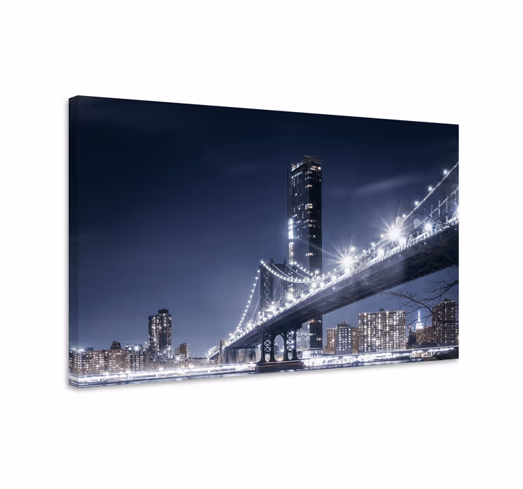 Kanvas städer och länder brooklyn bridge ljus - Tenstickers