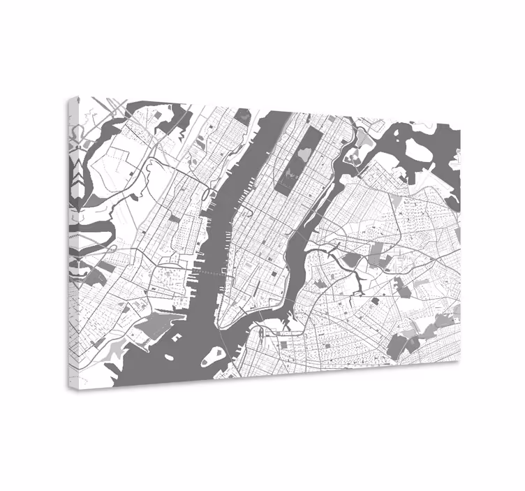 Kanvas städer och länder karta över manhattan - Tenstickers