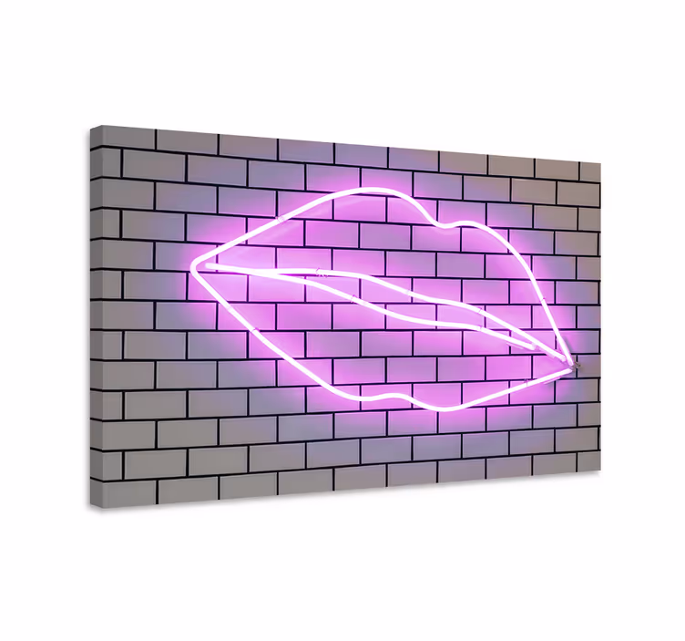 Motiverande kanvas kiss neonskylt - Tenstickers