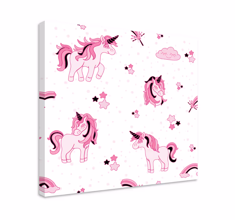 Kanvas enhörningar söt unicornmönster - Tenstickers