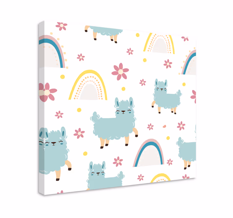 Kanvas djur llama och blommor - Tenstickers