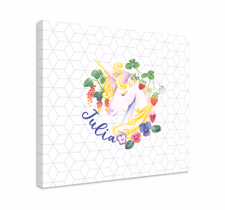 Kanvas enhörningar blomsterarrangemang - Tenstickers