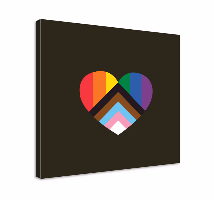 Canvastavla uppdatera pride flagga hjärta form hem - Tenstickers