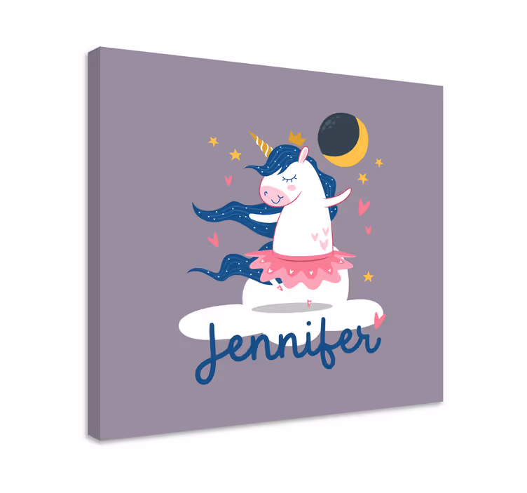 Dansande enhörningsfantasi Kanvas dinosaurie - Tenstickers