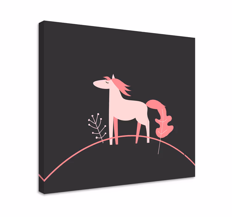 Kanvas häst stilren rosa häst - Tenstickers