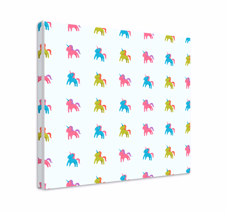 Kanvas enhörningar med färgglad unicornmönster - Tenstickers