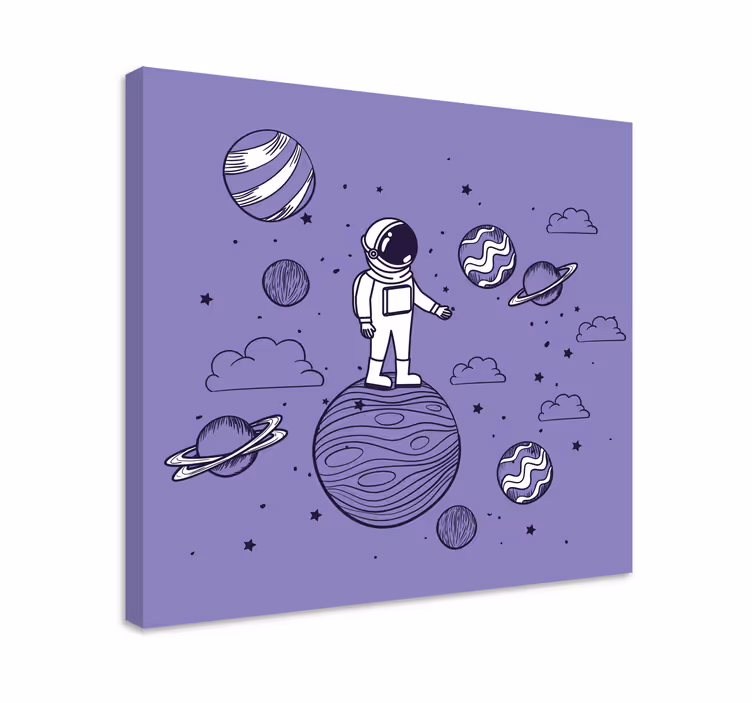 Astronaut rita med planeter sovrum väggtryck - Tenstickers