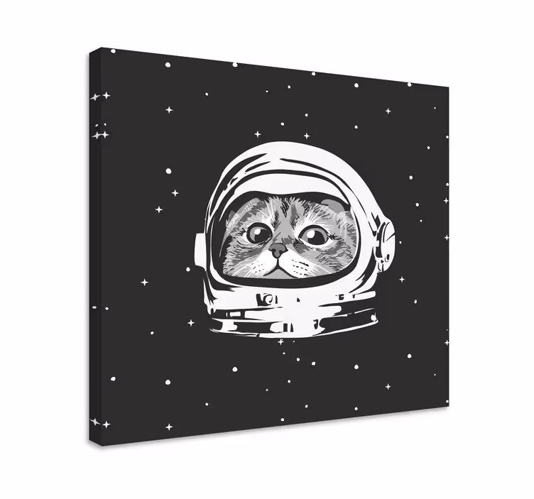 Svartvit astronaut Kanvas katter - Tenstickers