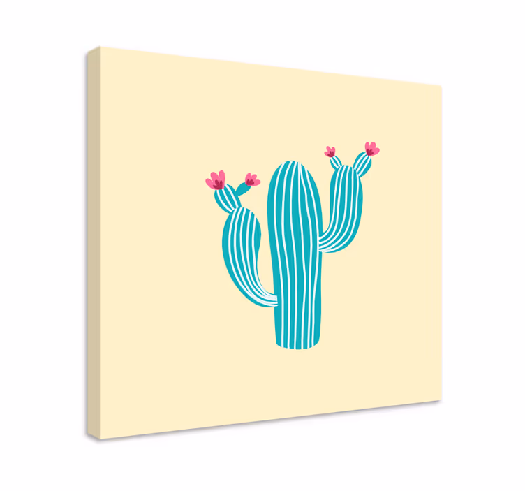 Kanvas blommor och växter kaktus med blommor - Tenstickers