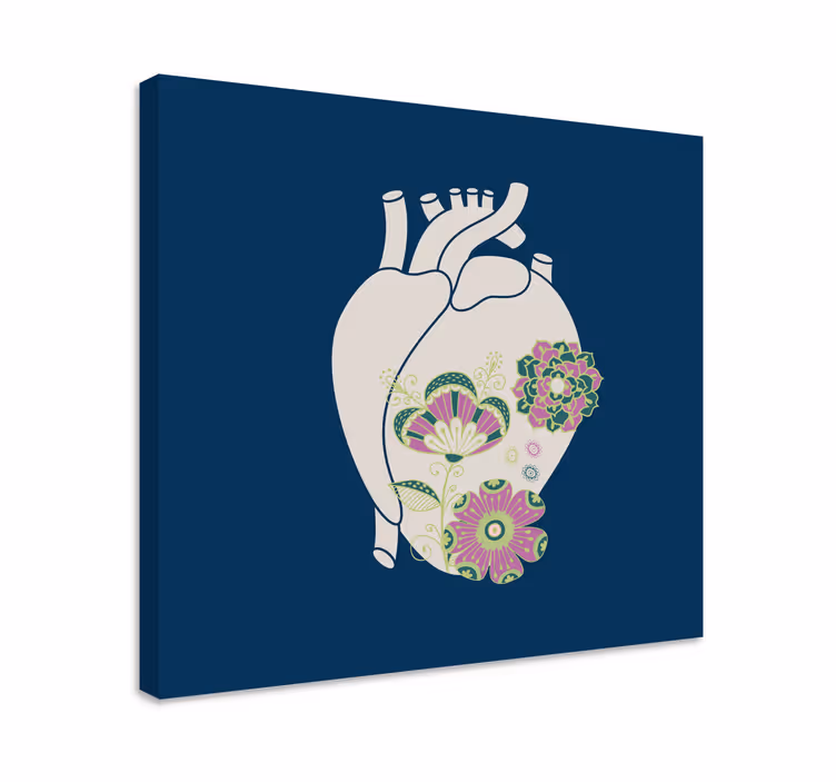 Abstrakt kanvas hjärtblomsterdesign - Tenstickers