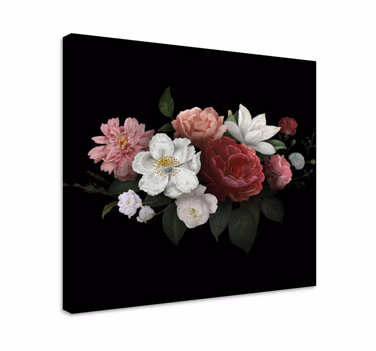 Dramatiskt blomsterarrangemang kanvas blommor och växter - Tenstickers