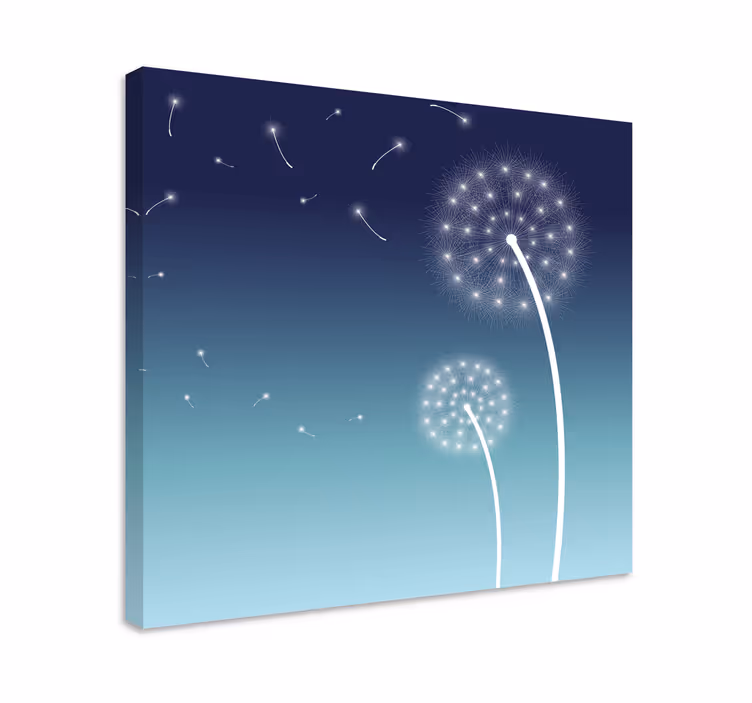 Maskros fluffar flytande Kanvas blommor och växter - Tenstickers