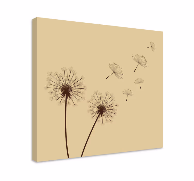 Kanvas blommor och växter maskrosfrön som svävar - Tenstickers