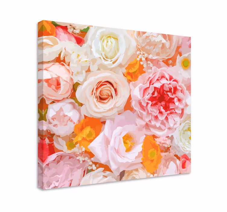 Kanvas blommor och växter blomstrande arrangemang - Tenstickers
