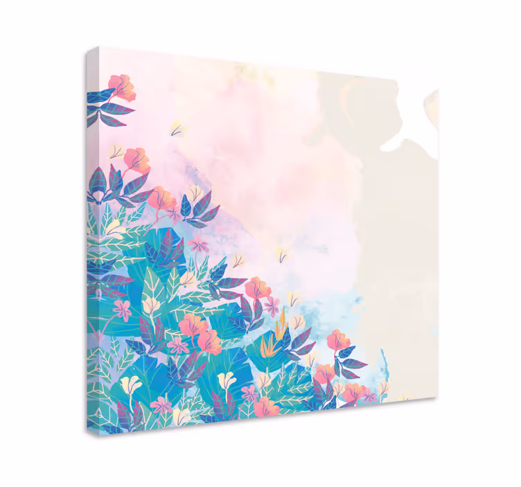 Levande botanisk blandning Kanvas blommor och växter - Tenstickers