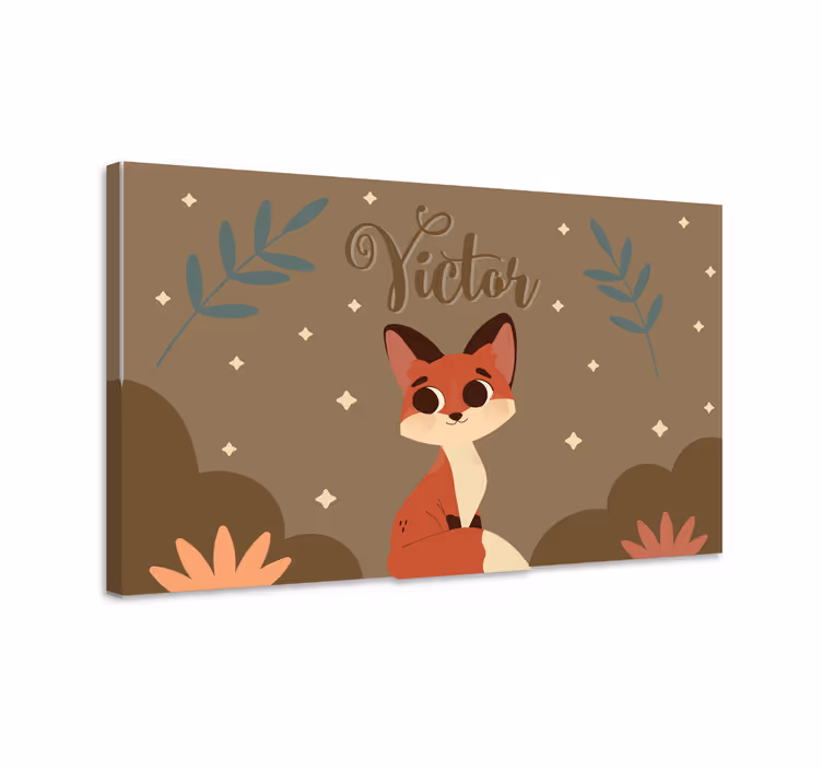 Kanvas dinosaurie söt räv illustration - Tenstickers