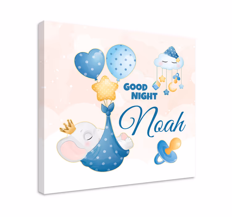 Kanvas barnrum god natt elefant - Tenstickers