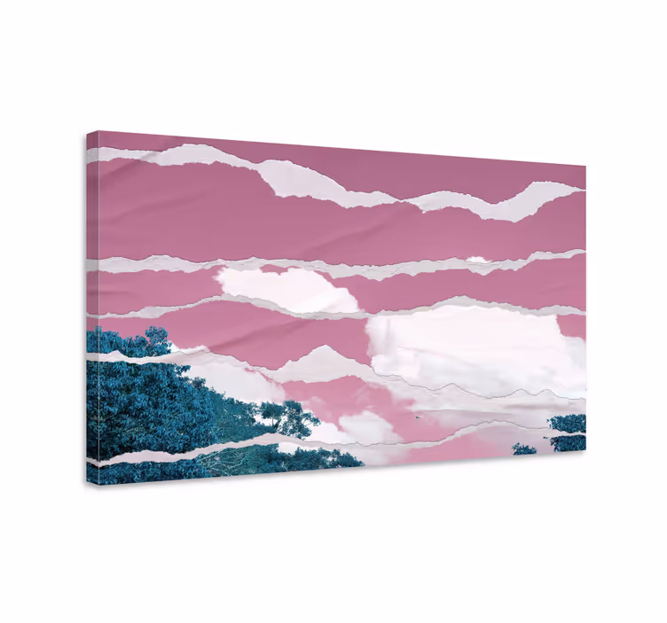 Revet papper med moln canvas canvas tavla - Tenstickers