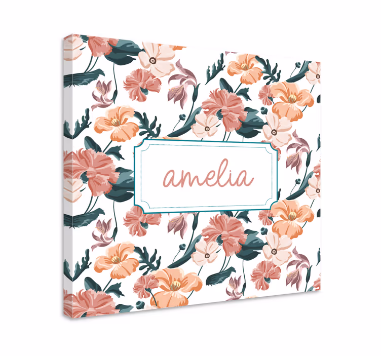 Kanvas blommor och växter anpassad botanisk arrangemang - Tenstickers