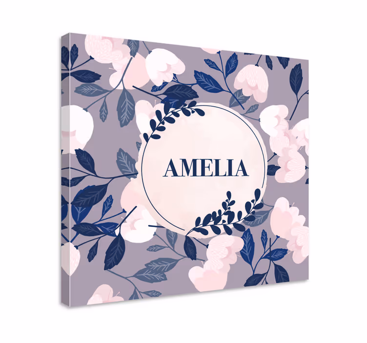 Kanvas blommor och växter med namndesign - Tenstickers
