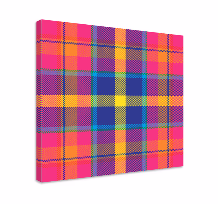 Kanvas geometrisk färgglad rutmönster - Tenstickers
