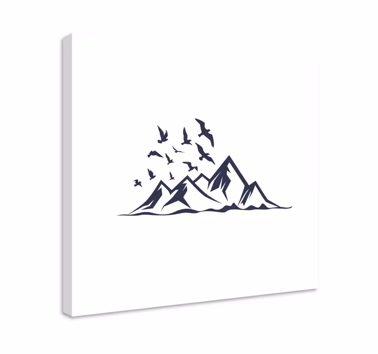 Kanvas landskap bergskedja silhuett - Tenstickers
