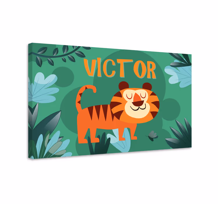 Söt tigerpojke med namnpersonaliseradcanvas tavla - Tenstickers
