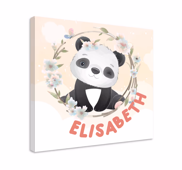 Söta djur panda med namn canvas - Tenstickers