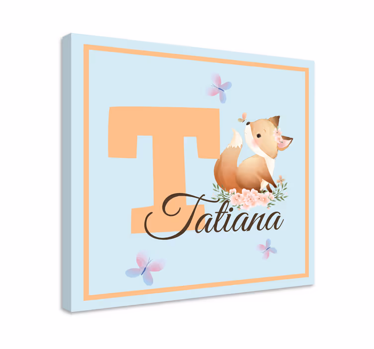 Söta djur räv med namn personligcanvas tavla - Tenstickers