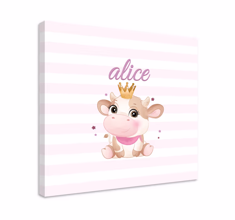 Kanvas djur söt ko prinsessa - Tenstickers