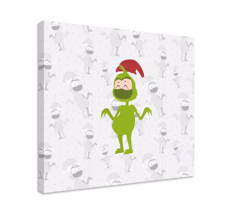 Kanvas människor och karaktärer glad grön figur - Tenstickers