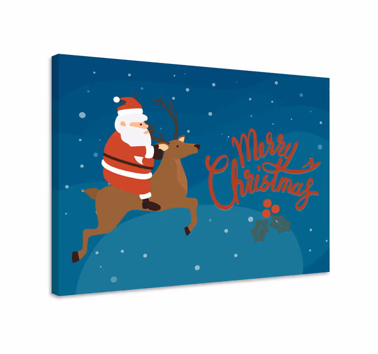Kanvas människor och karaktärer santa på renen - Tenstickers