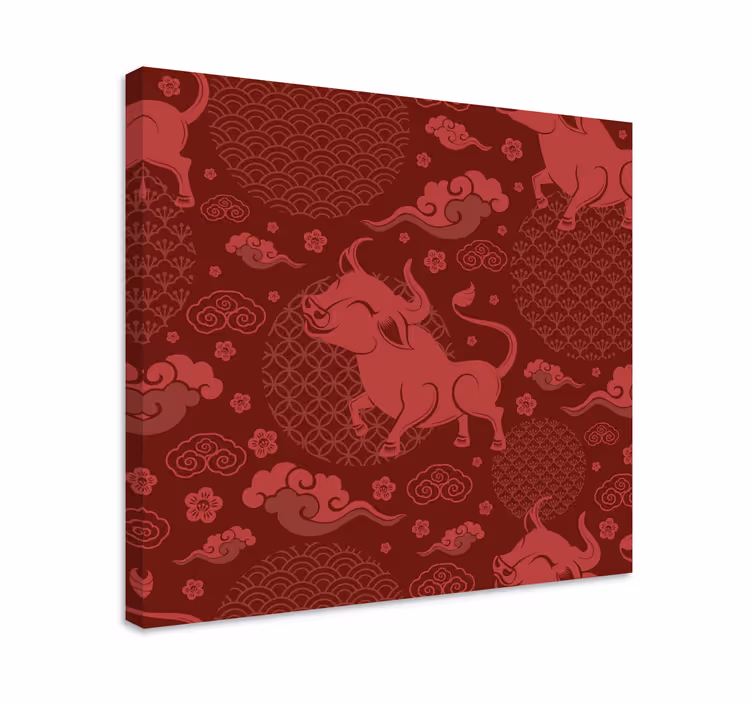 Kinesisk stil vintage mönster retro canvas - Tenstickers