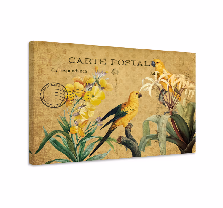 Kanvas elegant vintage fågelpostkort - Tenstickers